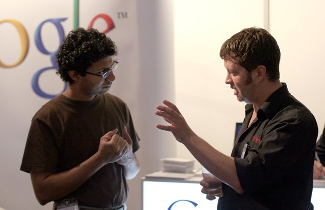 Shaun Ryan speaking with Aaron D'Souza