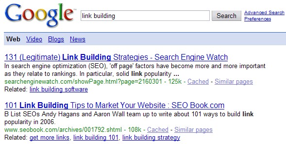 Google’s realted searches below search results