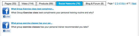 24HR fitness exercise class search results