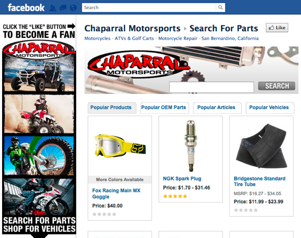Chaparral Motorsports Enables Search on Facebook