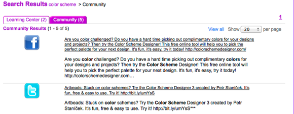 Artbeads.com color scheme search result